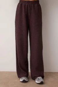 TRENDYOLMİLLA Brown textured Oversized/Wide Pattern Flexible Knitting Bottom - Top Set - Image 3