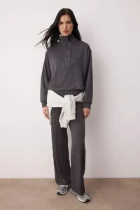 TRENDYOLMİLLA Anthracite Regular/Normal Pattern Soft Fabric Knitting Bottom - Top Set - Image 2