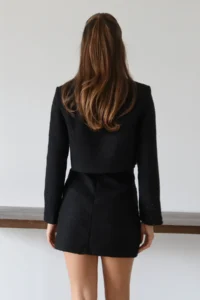 TRENDYOLMİLLA Black Tweed Weaving Jacket-Skirt Bottom - Top Set - Image 4
