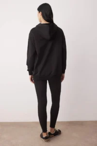 TRENDYOLMİLLA Black 3 Sets Oversized/Wide Pattern Hooded Tights Knitting Bottom - Top Set - Image 6
