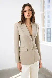 TRENDYOLMİLLA Mink Fitted/Bele Oturan Weaving Blazer Jacket
