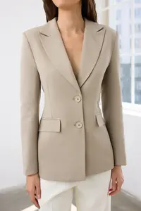 TRENDYOLMİLLA Mink Fitted/Bele Oturan Weaving Blazer Jacket - Image 3