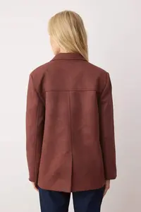 TRENDYOLMİLLA Brown*001 Rahat Pattern Weaving Suede Blazer Jacket - Image 4