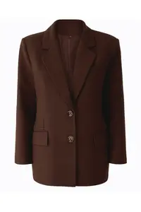 TRENDYOLMİLLA Wardrobe Essentials Brown Thin Bowl Special Collection Comfortable Pattern Blazer Jacket | - Image 3