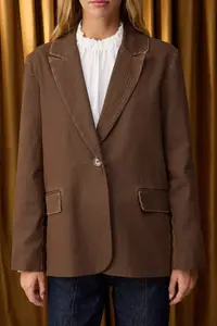 TRENDYOLMİLLA Special Collection Brown Vintage Effect Comfortable Pattern Weaving Blazer Jacket - Image 4