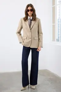 TRENDYOLMİLLA Mink Melange Regular Weaving Blazer Jacket - Image 2