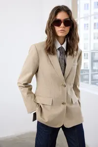 TRENDYOLMİLLA Mink Melange Regular Weaving Blazer Jacket - Image 4