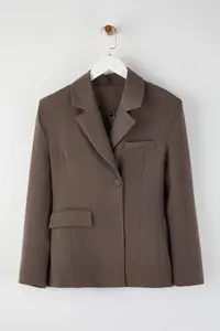 TRENDYOLMİLLA Mink Beige Fitted Weaving Blazer Jacket - Image 2
