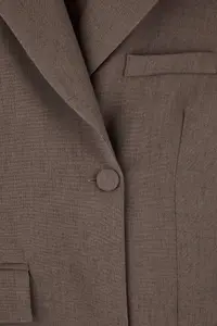 TRENDYOLMİLLA Mink Beige Fitted Weaving Blazer Jacket - Image 4