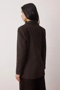 TRENDYOLMİLLA Brown Bowl herringbone Double breasted Fitted Pattern Weaving Blazer Jacket - Image 4