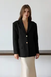 TRENDYOLMİLLA Black Normal/Regular Pattern Weaving Blazer Jacket - Image 5
