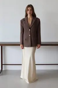 TRENDYOLMİLLA Brown Normal/Regular Pattern Weaving Blazer Jacket - Image 2