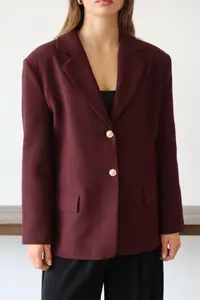 TRENDYOLMİLLA Plum Normal/Regular Pattern Weaving Blazer Jacket - Image 2
