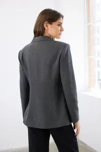 TRENDYOLMİLLA Anthracite Button Closure Fitted Weaving Blazer Jacket - Image 4