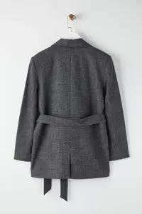 TRENDYOLMİLLA  Special Collection Anthracite Belted Oversized Wool Content Blazer Jacket - Image 8