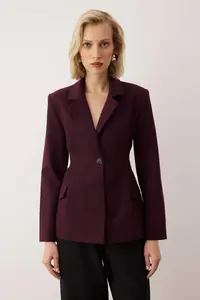 TRENDYOLMİLLA  Special Collection Burgundy Fitted Bowl Blazer Jacket - Image 2