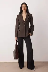 TRENDYOLMİLLA  Special Collection Brown Fitted Bowl Blazer Jacket