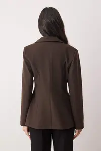 TRENDYOLMİLLA  Special Collection Brown Fitted Bowl Blazer Jacket - Image 4