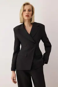 TRENDYOLMİLLA  Special Collection Black Fitted peplum Blazer Jacket - Image 2