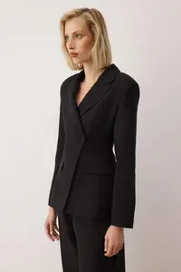 TRENDYOLMİLLA  Special Collection Black Fitted peplum Blazer Jacket - Image 3