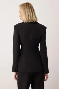 TRENDYOLMİLLA  Special Collection Black Fitted peplum Blazer Jacket - Image 5