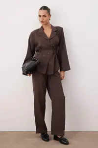 TRENDYOLMİLLA Brown Thin Unlined Weaving Shirt Jacket - Image 2