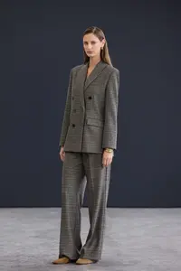 TRENDYOLMİLLA Trendyol Studio Multicolored Checkered/Checkered Rahat Pattern Weaving Blazer Jacket - Image 2