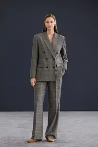TRENDYOLMİLLA Trendyol Studio Multicolored Checkered/Checkered Rahat Pattern Weaving Blazer Jacket - Image 3