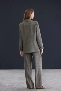 TRENDYOLMİLLA Trendyol Studio Multicolored Checkered/Checkered Rahat Pattern Weaving Blazer Jacket - Image 4