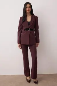 TRENDYOLMİLLA Plum Arched Fitted Weaving Blazer Jacket - Image 2