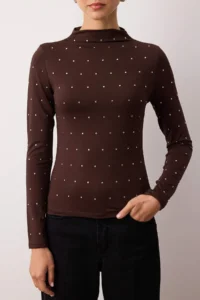 TRENDYOLMİLLA Brown Trok Accessory Detailed Fitted Dog collar Flexible Knitting Blouse - Image 3