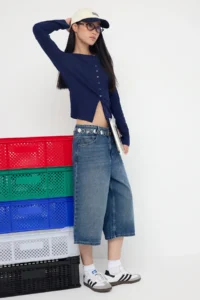 TRENDYOLMİLLA Teen Navy Blue buttoned Fitted Flexible Knitting Blouse | - Image 2
