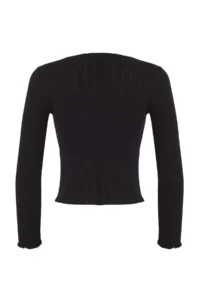 TRENDYOLMİLLA Black Pointel Textured Knitting Blouse - Image 6