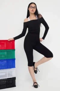 TRENDYOLMİLLA Black Fitted Cotton Flexible Knitting Blouse - Image 2