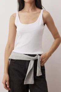 TRENDYOLMİLLA Gray Melange Double Look Asymmetric Collar Buttoned Fitted Flexible Knitting Blouse - Image 3