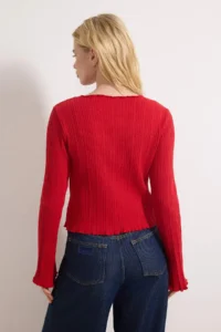 TRENDYOLMİLLA Rejection Jacquard Fitted Flexible Knitting Blouse with Button Detail - Image 4