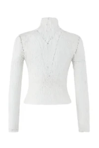 TRENDYOLMİLLA Ecru Fitted Raglan Sleeve Lace Long Sleeve Flexible Knitting Blouse - Image 6