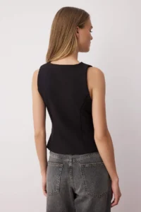 TRENDYOLMİLLA Black Belt Detailed Sleeveless Weaving Blouse - Image 4