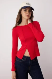 TRENDYOLMİLLA Rejection buttoned Crew Neck Fitted Ribbed Flexible Knitting Blouse - Image 2
