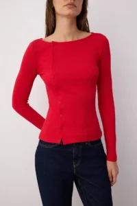 TRENDYOLMİLLA Rejection buttoned Crew Neck Fitted Ribbed Flexible Knitting Blouse - Image 3