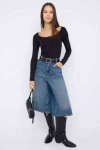 TRENDYOLMİLLA Teen Black Cowl Neck buttoned Lace Detailed Body-fitting Flexible Knitting Blouse