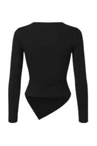 TRENDYOLMİLLA Black Asymmetric Collar Detailed Flexible Knitting Blouse - Image 6