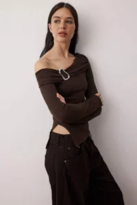 TRENDYOLMİLLA Brown Knitting Blouse - Image 2