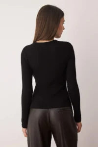 TRENDYOLMİLLA Black Cut Out Detailed, Fitted Soft Touch Flexible Knitting Blouse - Image 4