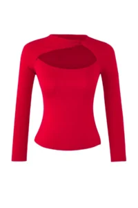 TRENDYOLMİLLA Flexible Knitting Blouse with Rejection Cut Out Detail, Fitted to the Body, Soft Touch - Image 5