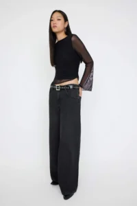 TRENDYOLMİLLA Teen Plain Boat Neck Asymmetric Detailed Flexible Knitting Tulle Blouse - Image 2