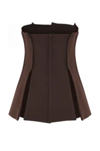 TRENDYOLMİLLA Brown Fitted Strapless Weaving Blouse - Image 6