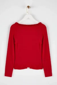 TRENDYOLMİLLA Rejection Fitted Ruffle Detailed Long Sleeve Flexible Knitting Blouse - Image 6