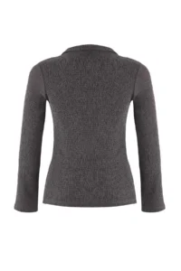 TRENDYOLMİLLA Anthracite Polo Shirt Collar Shirred buttoned Fitted Flexible Knitting Blouse - Image 6