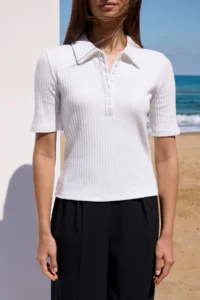 TRENDYOLMİLLA Ecru More Sustainable Fitted buttoned Flexible Knitting Blouse - Image 3